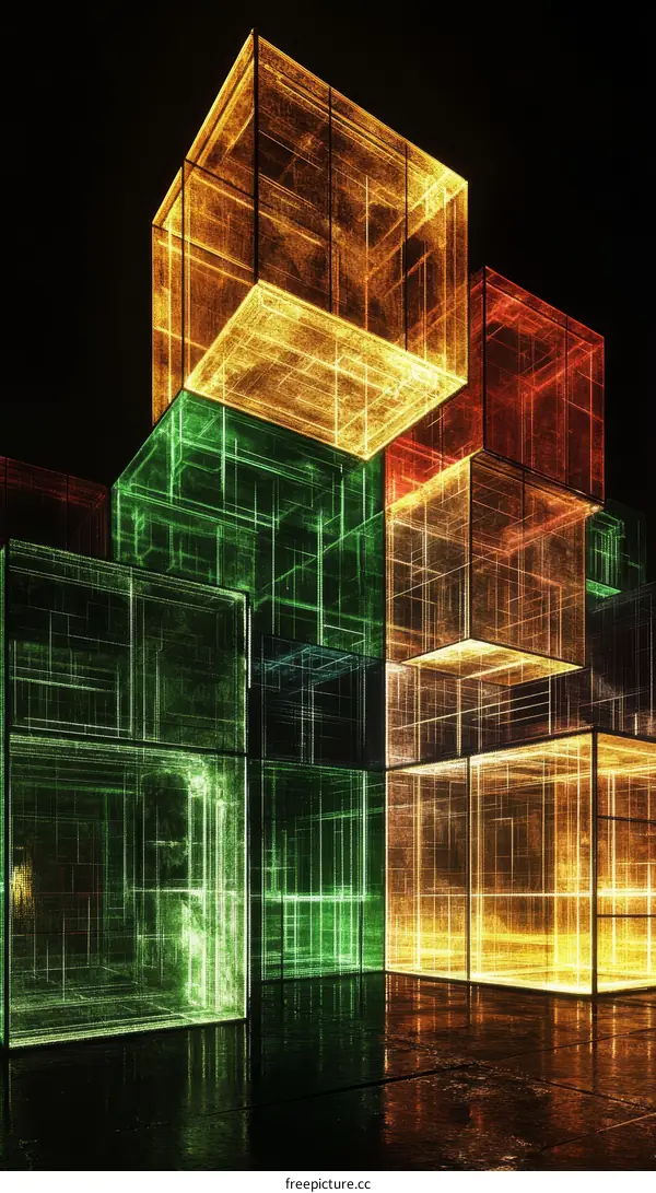 Abstract Futuristic Cube Structure