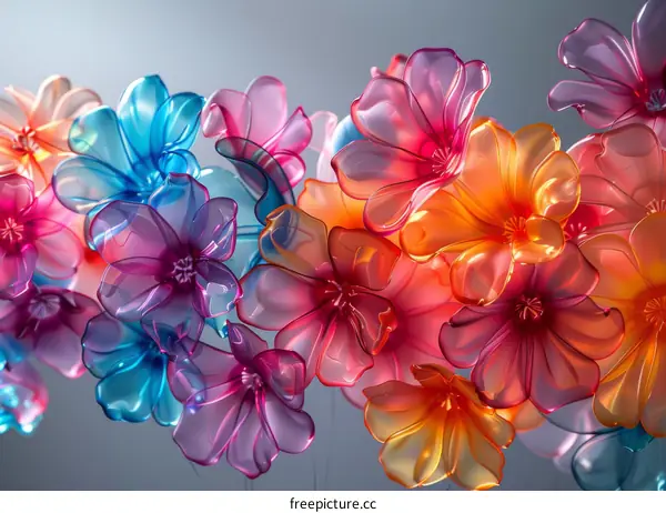 Colorful plastic flowers