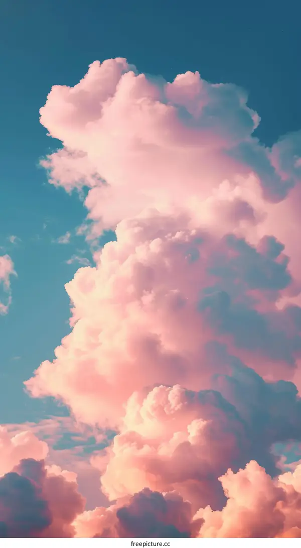 A large pink cloud with a blue background