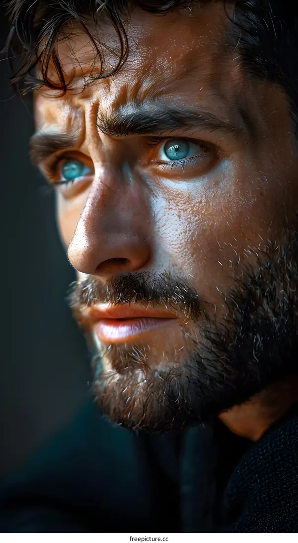 Portrait of a handsome man with blue eyes