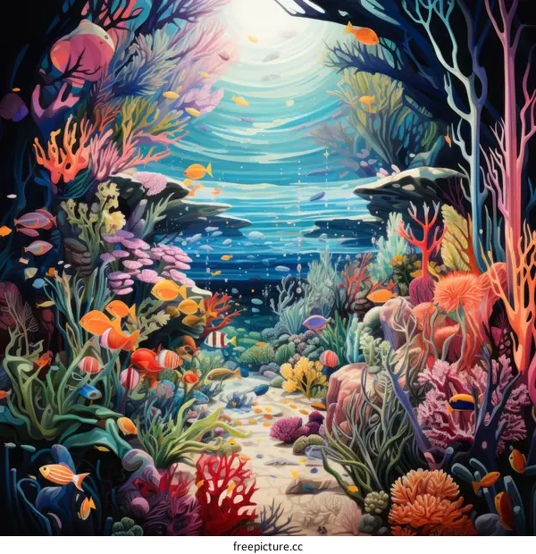 Undersea coral reef with a variety of fish