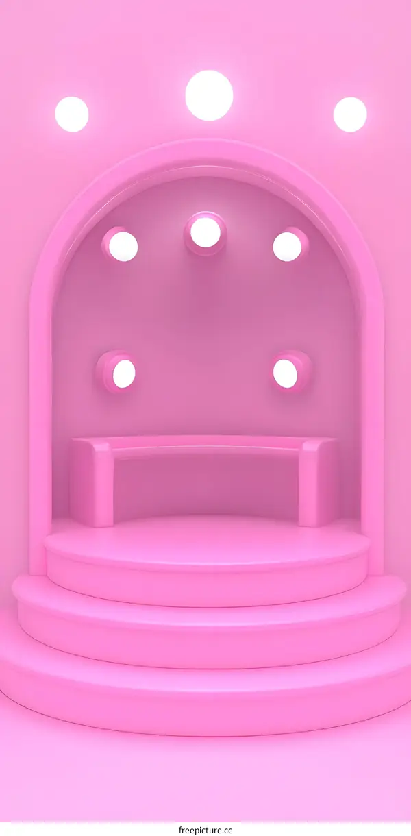 Pink 3D Stage with Round Lights