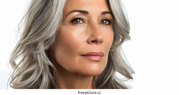 Close Up Portrait of a Woman with Gray Hair