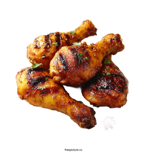 [Transparent Background PNG]Grilled Chicken Drumsticks with Parsley