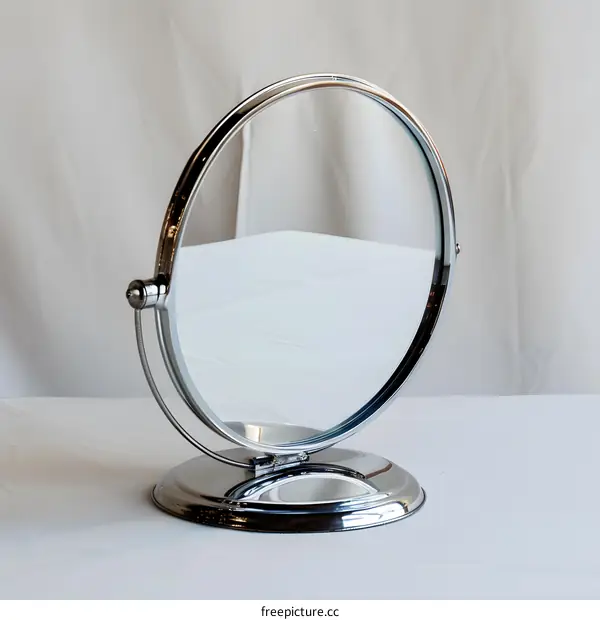 Chrome Vanity Mirror on White Table