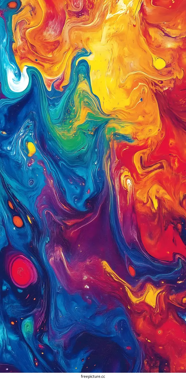 Abstract Swirling Rainbow Paint