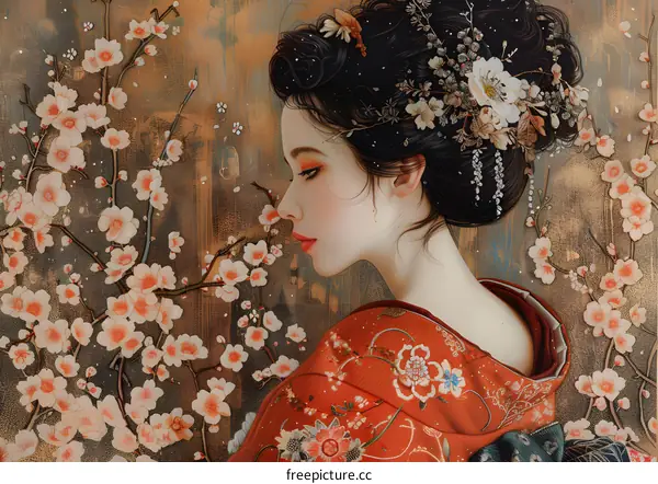 A Japanese Geisha in a Kimono