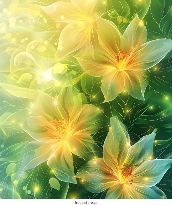 Fantasy flowers with glowing petals