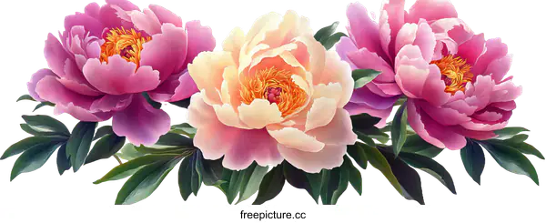 [Transparent Background PNG]Delicate Peony Floral Arrangement Illustration