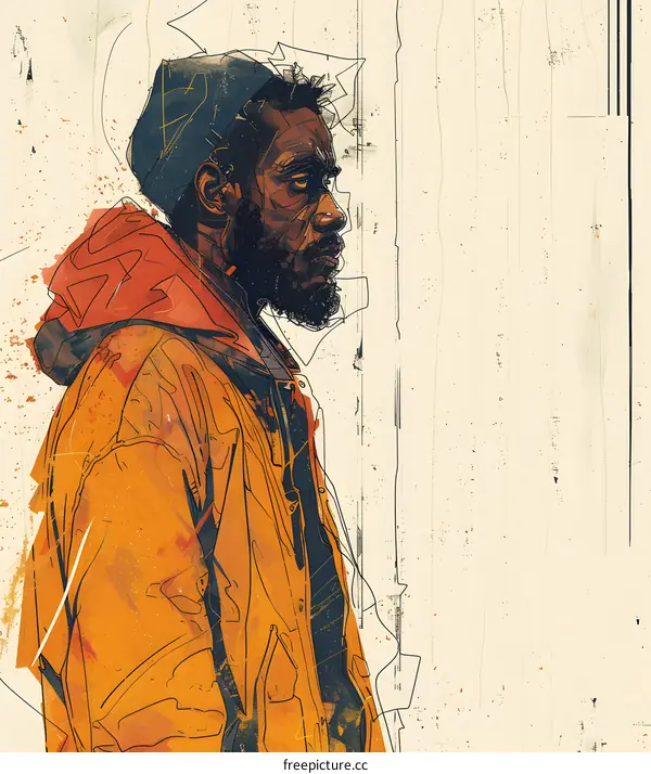 Abstract Portrait of a Man with a Beard