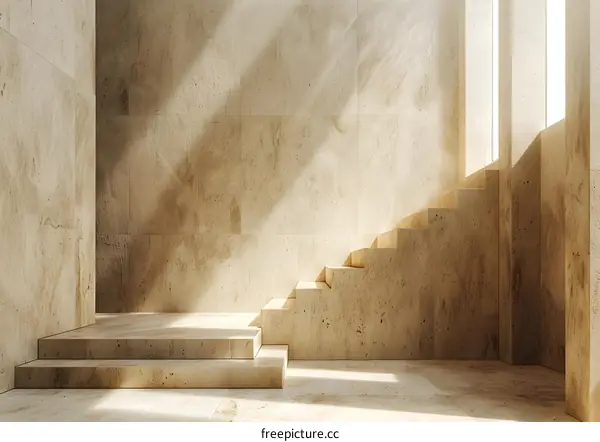 Modern Interior Design with Beige Walls and Stone Steps