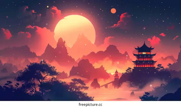 Night Tranquility at Oriental Mountain Lake