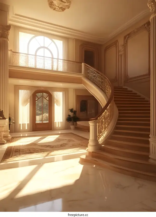 Elegant Grand Staircase in a Luxurious Home