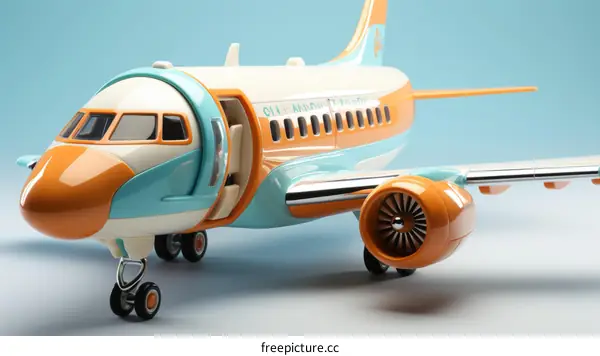 A cartoon airplane with an open door