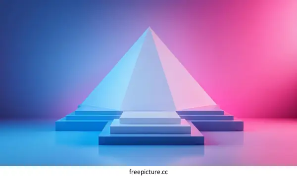 Neon Geometric Display Podium Scene