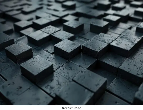 Abstract and dark concrete cubes geometric background textures