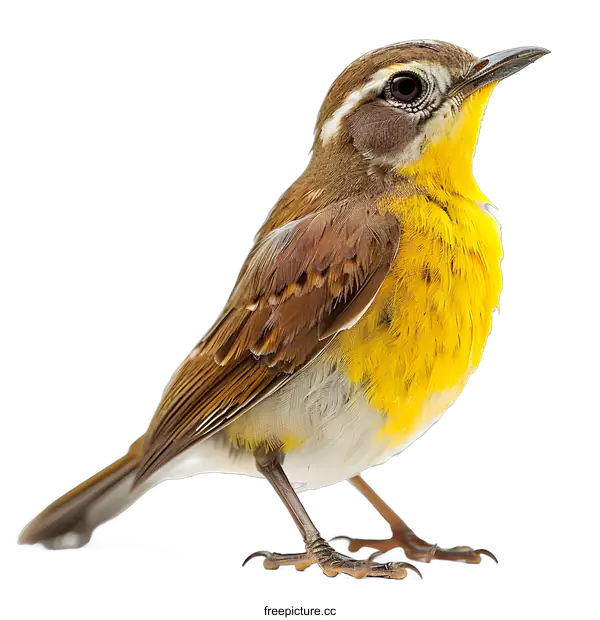 [Transparent Background PNG]Small bird with yellow belly and white stripe over its eyes