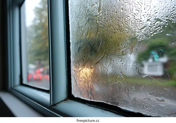 Rainy Day Window with Condensation