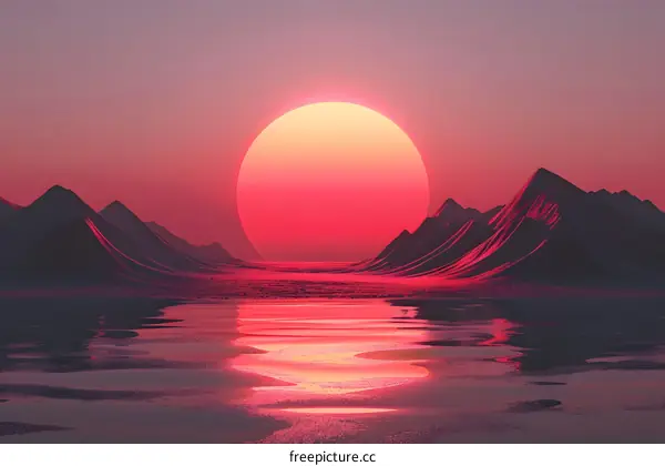 The sun sets over the mountains