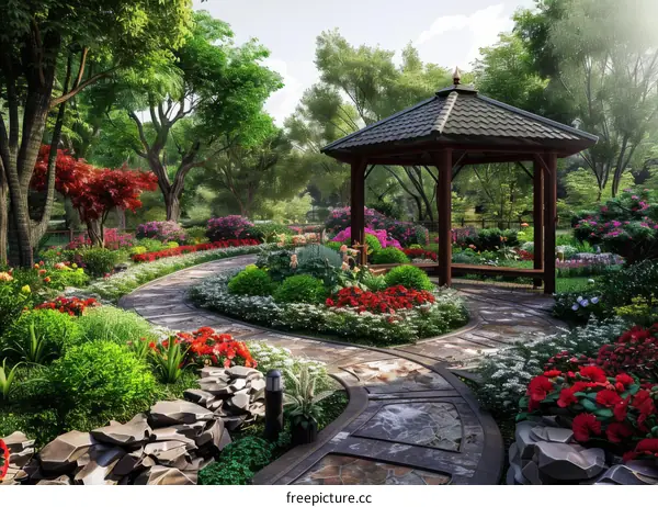 Path Winding through a Lush Garden