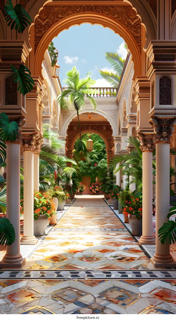 Ornate Archway Leading to Lush Garden