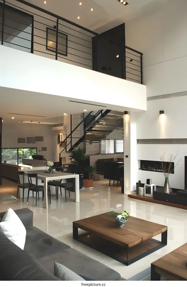 Modern Interior Design with White Walls and Wooden Furniture