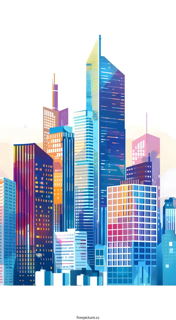 Colorful Abstract Illustration of Skyscrapers