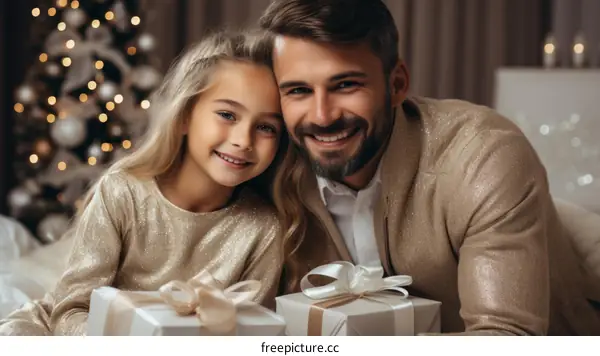 Happy family celebrating Christmas