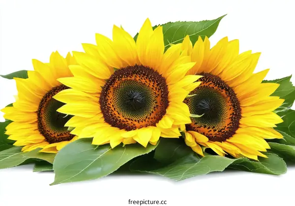 Beautiful Sunflowers Bouquet on White Background