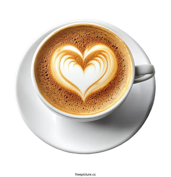 [Transparent Background PNG]A Cup of Latte Art with a Heart Design