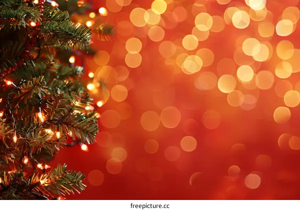 Red Christmas Tree with Decorations