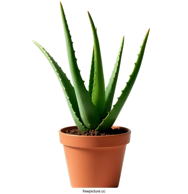 [Transparent Background PNG]Aloe Vera Plant in Terracotta Pot