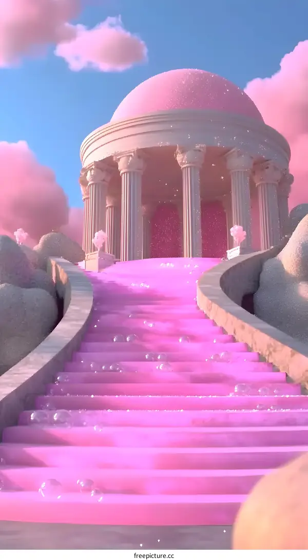 Pink Stairway To Heaven In A Dreamlike Setting