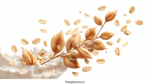 Oatmeal Splash with Dried Leaves Illustration