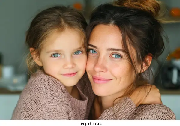 Mother and Daughter Love Embrace