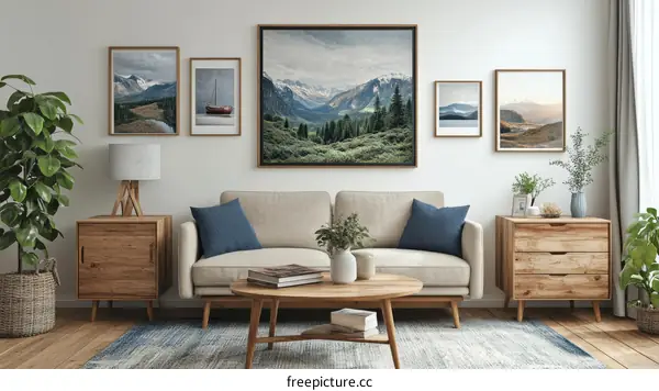 Modern Living Room Decor with Nature Prints