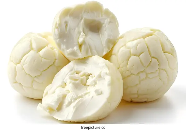 Close up of Scamorza Cheese on White Background