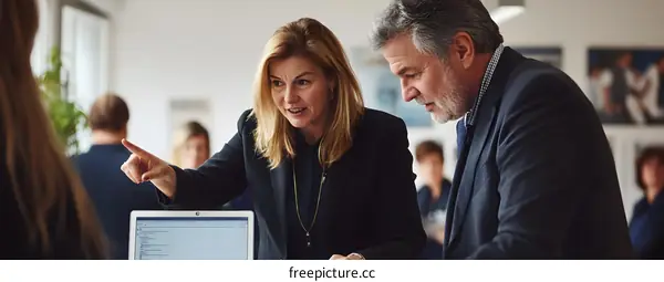 Two Business Professionals Working Together on a Laptop