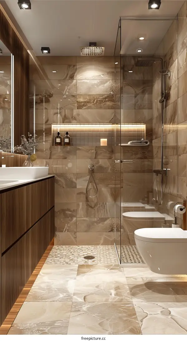 Modern Luxury Bathroom Design with Stylish Tiles