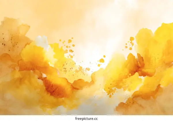 Abstract Watercolor Painting of Yellow and Gold Hues