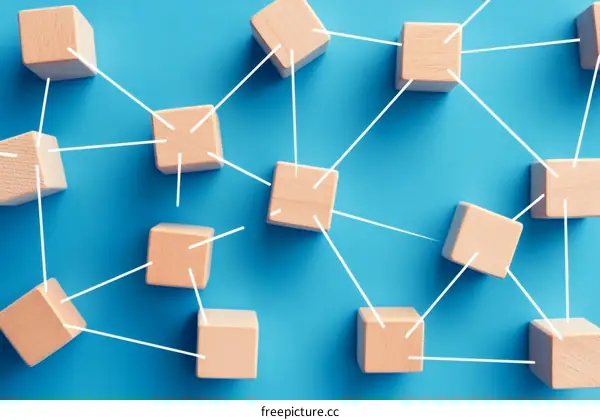 Connected Cubes on a Blue Background