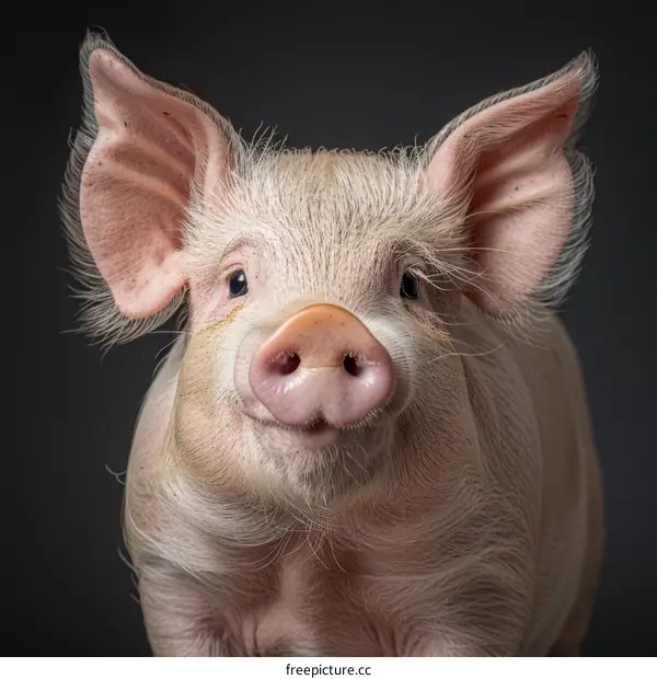 Close-up portrait of a cute piglet