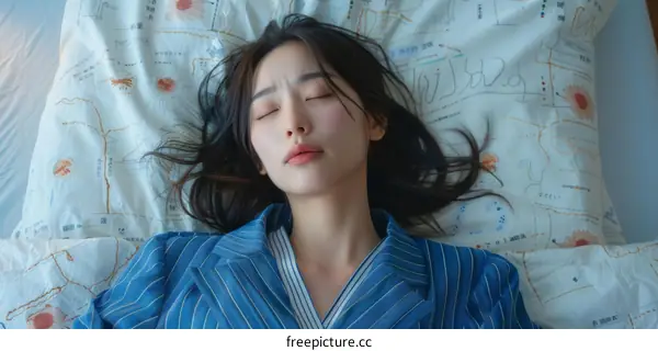 A woman sleeping on a bed