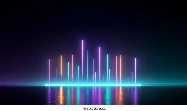 Neon Light Abstract Geometric Cityscape