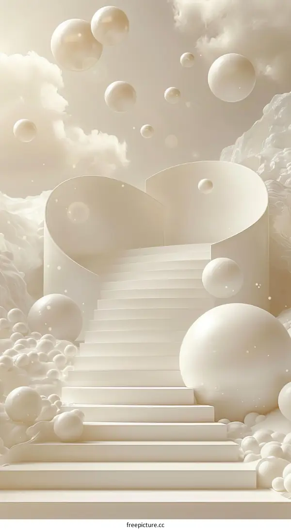 Mystical Staircase Leading to Ethereal Sky
