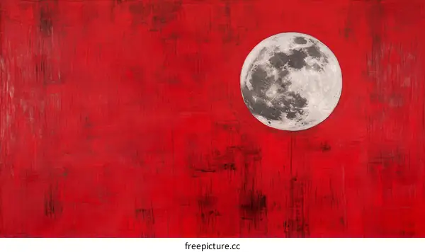 Crimson Canvas with Celestial Moon