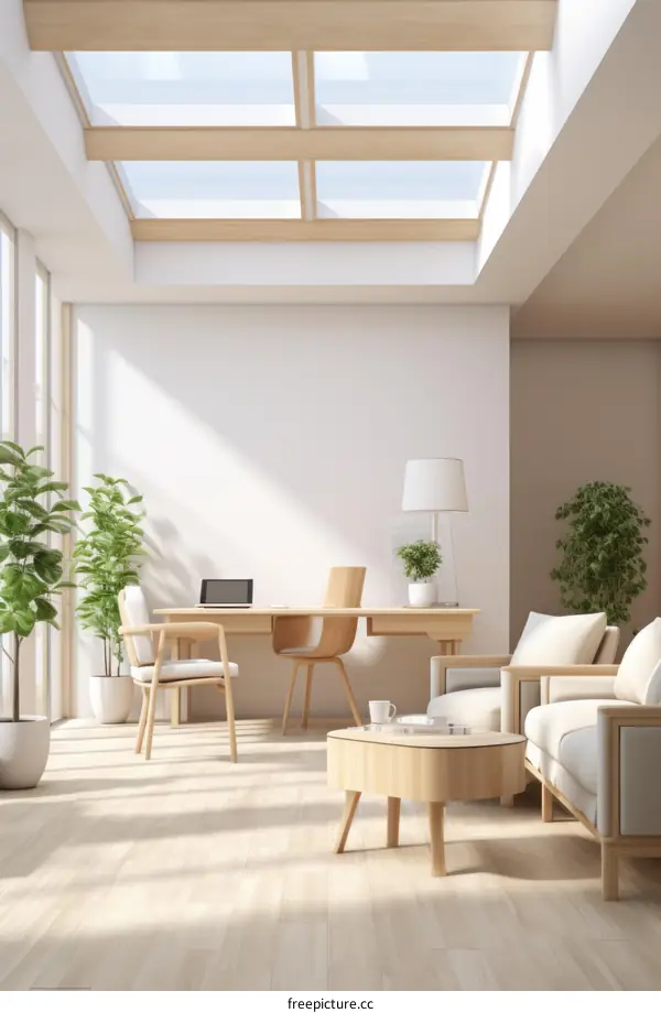 Bright, Airy Home Office with Natural Sunlight