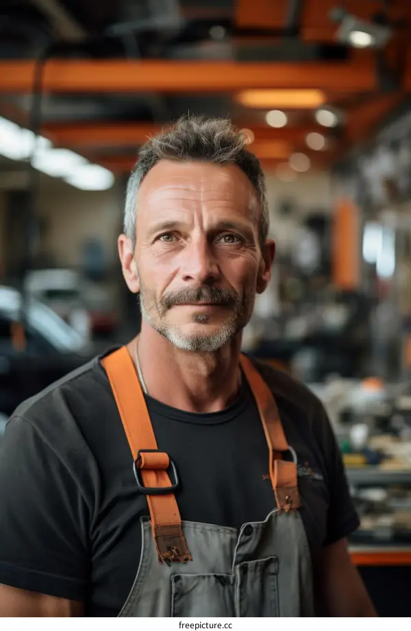 Portrait of a mechanic in a garage