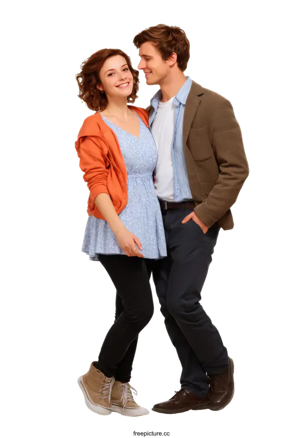 [Transparent Background PNG]Couple Portrait Against White Background