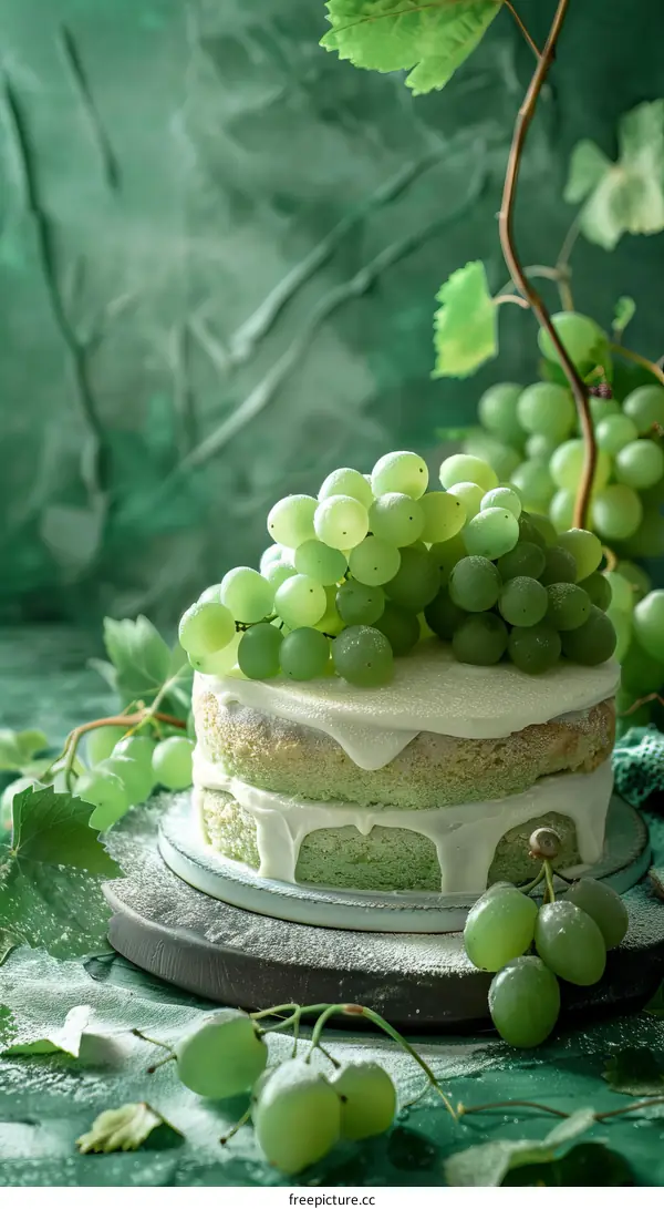 Whimsical Two-Tiered Green Grape Cake